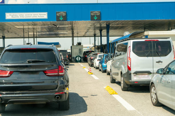 istock Busy Border Crossing with Diverse Vehicles 2184404081