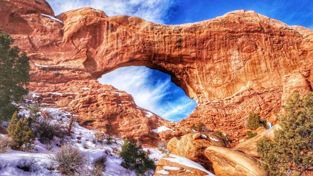 istock Arches National Park Winter Window Rock Formation Moab Utah 2184415399