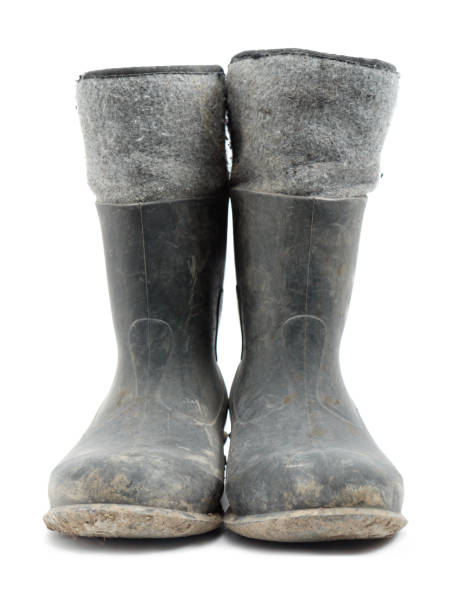 istock Dirty rubber-soled felt insulated boots 2184416498