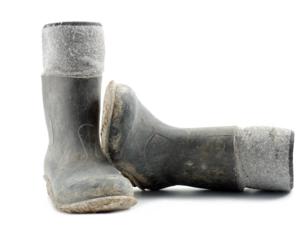 istock Dirty rubber-soled felt insulated boots 2184416520