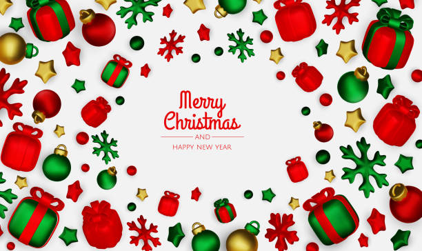 istock Christmas winter festive composition. Colorful Xmas background realistic 3d decorative design objects, christmas tree, gift boxes, xmas ball, gold confetti. Happy New Year. Vector illustration 2184417811