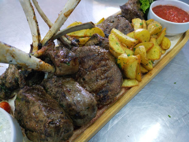 Pork Steak with Salad and fries.