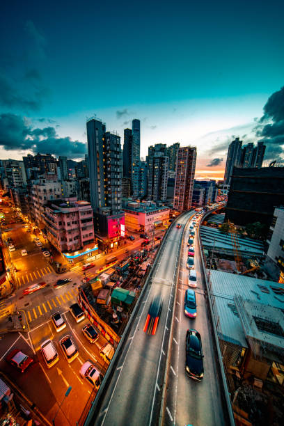 Motion blurred highway in Hong Kong