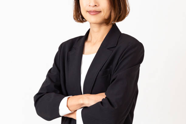 istock A woman in a suit on a white background. 2184443634