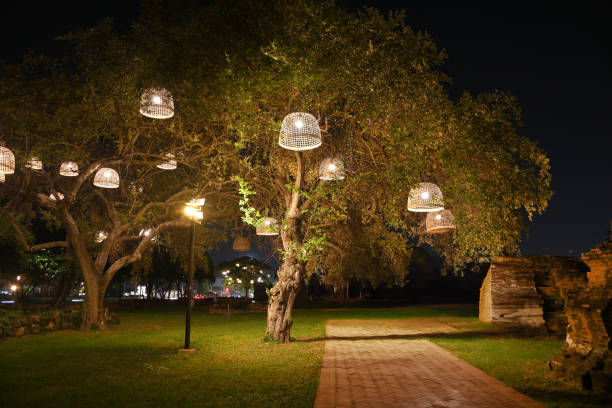 istock Bamboo lantern for night decoration in old Thai style. 2184451968