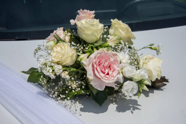 istock Wedding car front   flower decoration  at wedding in Romania 2184458853