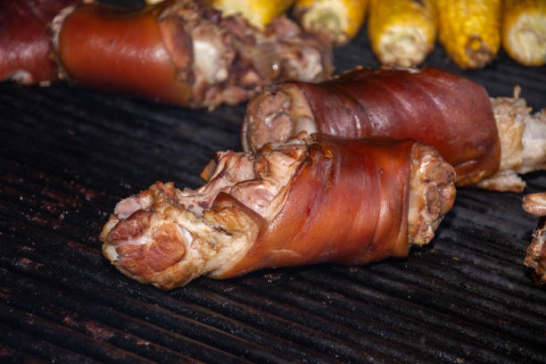 Smoked pork ham fried on the grill