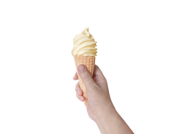 Eating soft-serve ice cream at tourist spots in Japan.A selfie snapshot holding soft-serve ice cream in one's hand.Enjoying soft-serve ice cream.