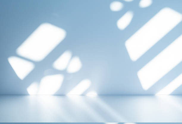 istock Studio style background wall decoration presentation uses white and blue tones. with shadows cast from a nearby window, concept creating a decorative 2184471850