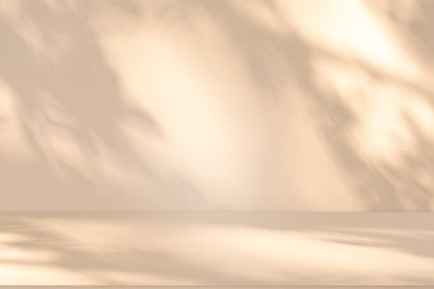 istock Studio style background wall decoration presentation uses white and beige tones. with shadows cast from a nearby window, concept creating a decorative 2184471878