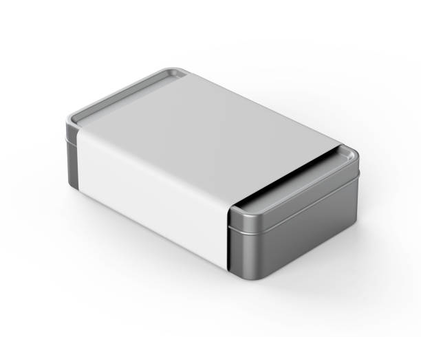 istock Stainless steel or tin metal shiny silver box container mock up for packaging Design. 3d illustration. 2184480338