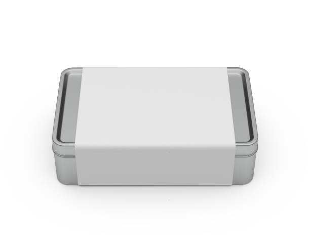 istock Stainless steel or tin metal shiny silver box container mock up for packaging Design. 3d illustration. 2184480350