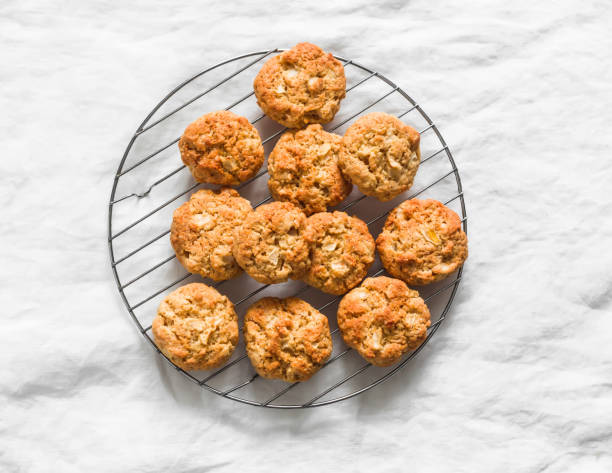 istock Soft apple cookies on a light background, top view 2184486843