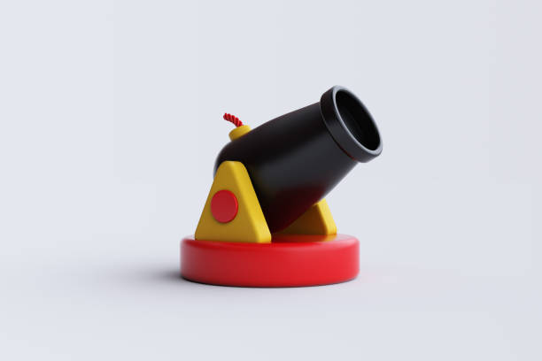 istock 3D rendering of Celebration cannon on white background. 2184489023