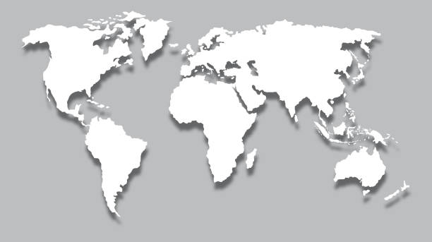 istock illustration of world map with realistic shadow effect .world map global in flat design. earth globe.isolated on grey background 2184491061