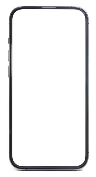 istock Big blank empty mobile phone with mock up screen isolated on white background. 2184496964