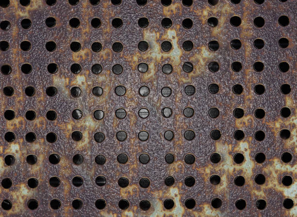 Free picture: Rusty metal surface with many small circle holes of hand ...