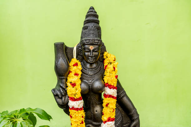 Indian Hindu God with floral necklace