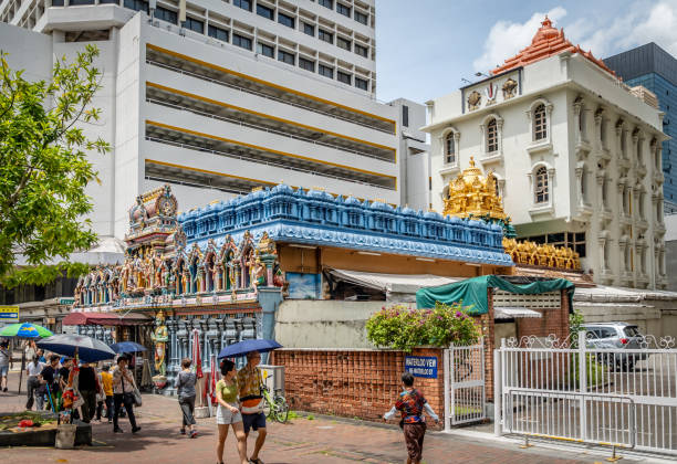 Singapore- July 16, 2024: Building view of the Sultan Mosque and beautiful granite arches at Muscat Street in Kampong Glam, Singapore.