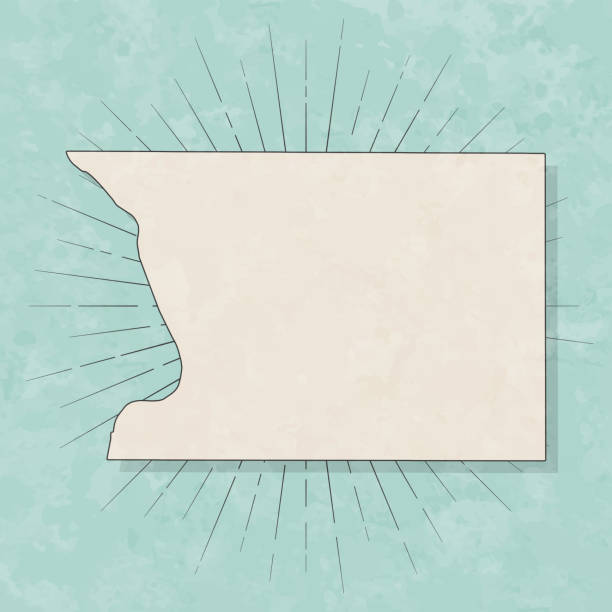 Map of Campbell County - South Dakota, in a trendy vintage style. Beautiful retro illustration with old textured paper and light rays in the background (colors used: blue, green, beige and black for the outline). Vector Illustration (EPS file, well layered and grouped). Easy to edit, manipulate, resize or colorize. Vector and Jpeg file of different sizes.