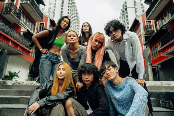 istock Diverse Group of Trendy Friends Posing Confidently in Urban Setting 2184518783