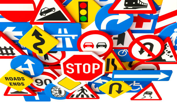 istock Numerous road signs showing traffic 2184524192