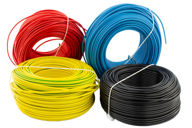 istock Coils of Colored Electrical Wires on White Background 2184527241