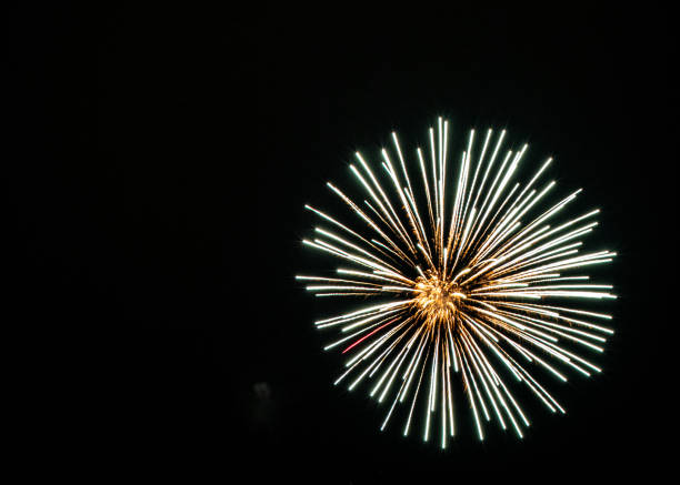 Crowds watching the Bicester Round Table 2024 annual fireworks display in Pingle Field, Bicester, Oxfordshire.