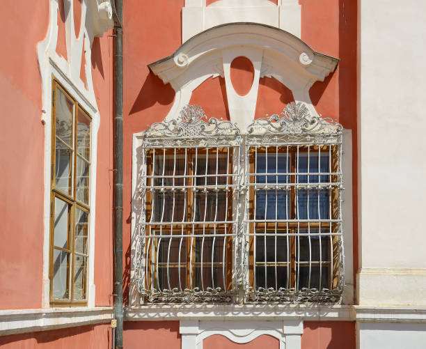 Detail of the facade of old Monastery of town Broumov. Broumov is a old town of the Hradec Kralove Region, near the border with Poland, Czech Republic
