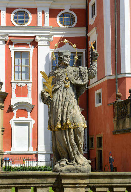 Detail of the facade of old Monastery of town Broumov. Broumov is a old town of the Hradec Kralove Region, near the border with Poland, Czech Republic