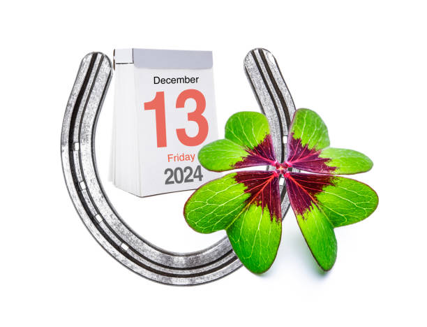Calendar page Friday the thirteenth against a white background