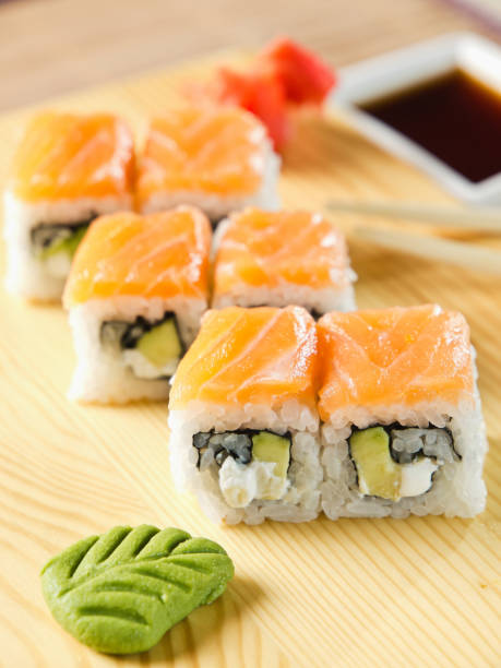 istock A plate of sushi with a wasabi on it 2184539166