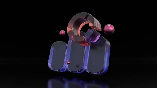 Concept business. Glass morphism business chart pie icon with colorful gradient light on dark background 3d render