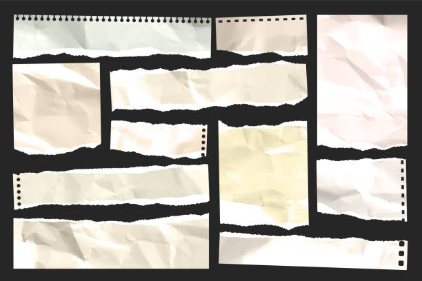 istock Ripped paper strips. Realistic crumpled paper scraps with torn edges. Shreds of notebook, book or old newspaper pages. Trendy collage elements. Vector illustration 2184564427