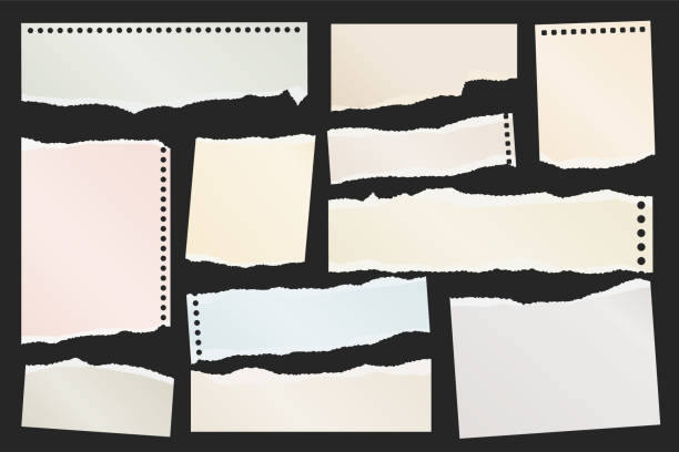 istock Ripped paper strips. Realistic crumpled paper scraps with torn edges. Shreds of notebook, book or old newspaper pages. Trendy collage elements. Vector illustration 2184564466