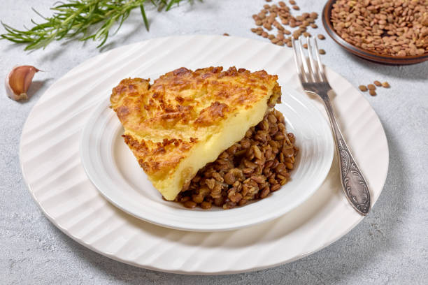istock vegan shepherds pie of lentils with mashed potato 2184567454