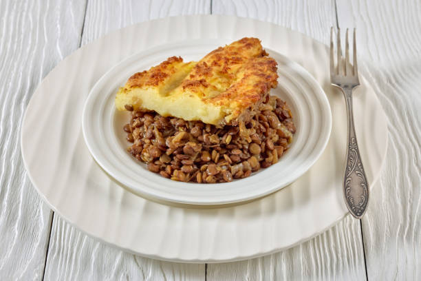 istock vegan shepherds pie of lentils with mashed potato 2184568209