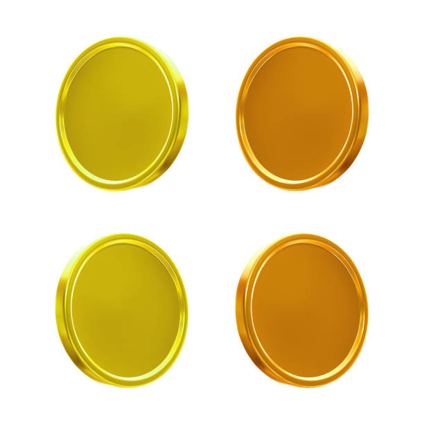 istock 3d realistic golden and bronze metal coins rotated perspective. Shiny blank medals vector isolated set 2184570137
