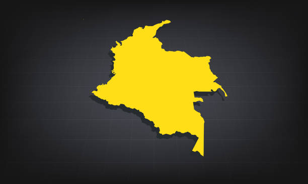 istock Yellow 3D Map of colombia on a Dark Background, Displaying Geographical Shape and Borders for Educational and Informational 2184571265