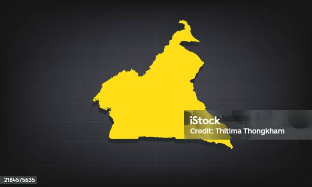 Cameroon Shape Yellow 3d Map Of Cameroon On A Dark Background Displaying Geographical ...