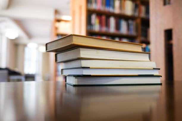 Pile of books on a table