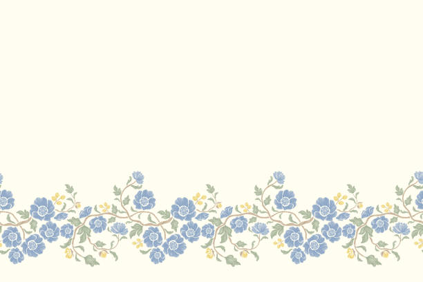 Fabric Pattern Design. Vintage Flower Seamless Modern Style. Floral Wallpaper Hand drawn ditsy vector illustration.