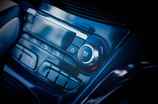 Car air conditioning system. Car air conditioning system. Air condition knob close up