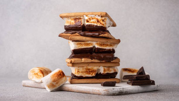 istock Freshly roasted smore's with large white marshmallows 2184582987