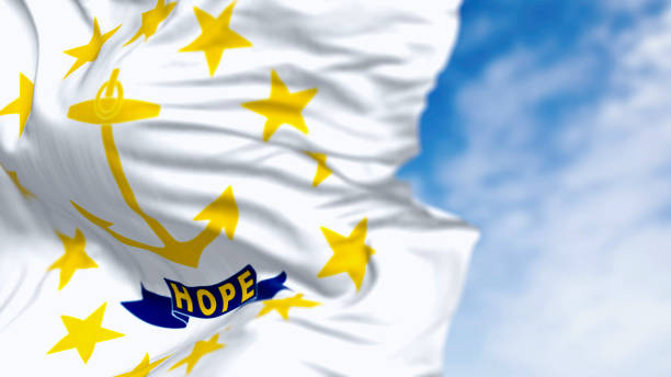 istock Close-up of the Rhode Island state flag waving 2184587965