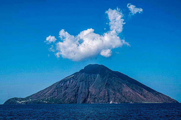 istock View of the Stromboli volcano with a cloud above the summit 2184592731