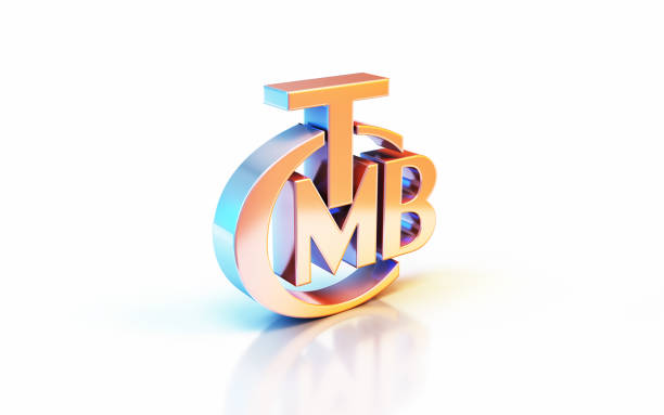 3d render Turkey Central Bank Sign with Metallic Blue and Yellow Reflections, Object + Shadow Clipping Path, Can Be Used For Concepts Such As Business And Finance, Investment, Economy, Earnings.