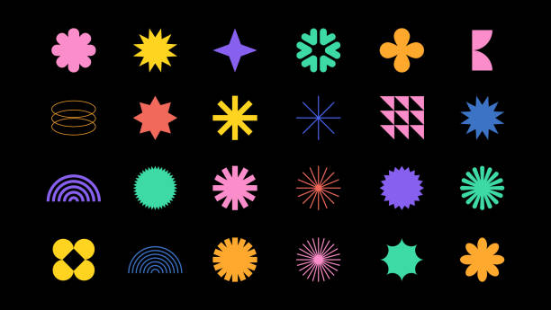 illustrazioni stock, clip art, cartoni animati e icone di tendenza di vector set of minimalism geometric bauhaus style symbol design elements - il millennio