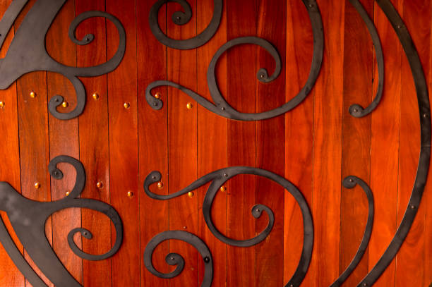 istock round door with metal details 2184597596