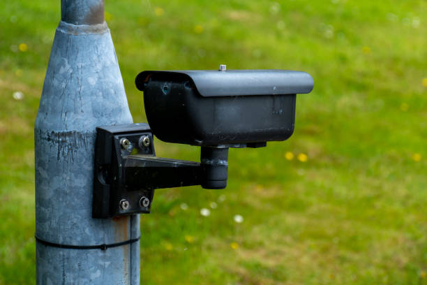 istock One camera, a close-up shot. Video surveillance equipment. 2184597998